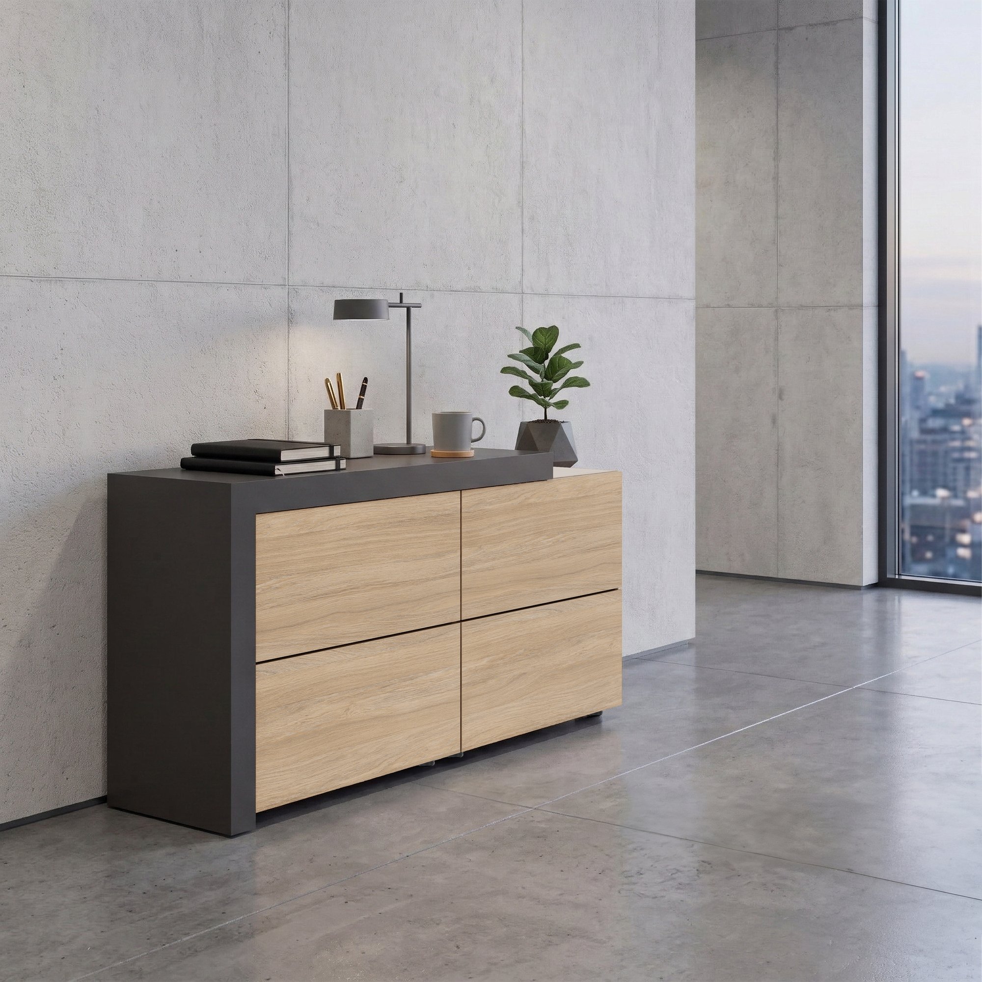 ATICA Highboard | 1680 x 840 mm, drawers with push-to-open mechanism, top panel - 2 Main Image