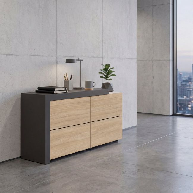 ATICA Highboard | 1680 x 840 mm, Schubladen mit Push-to-Open, Deckplatte