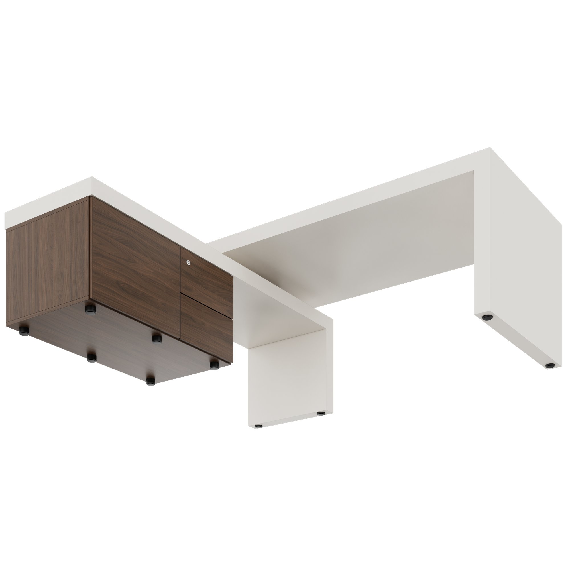 Scrivania da direttore ATICA | 2000 x 2000 mm, mobile basso integrato - 8 Main Image