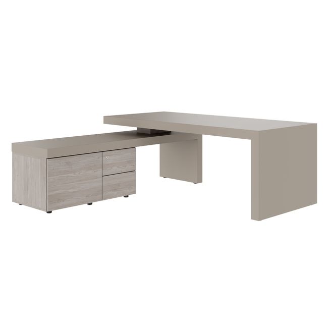 ATICA Chefschreibtisch | 2000 x 2000 mm, Integriertes  Lowboard