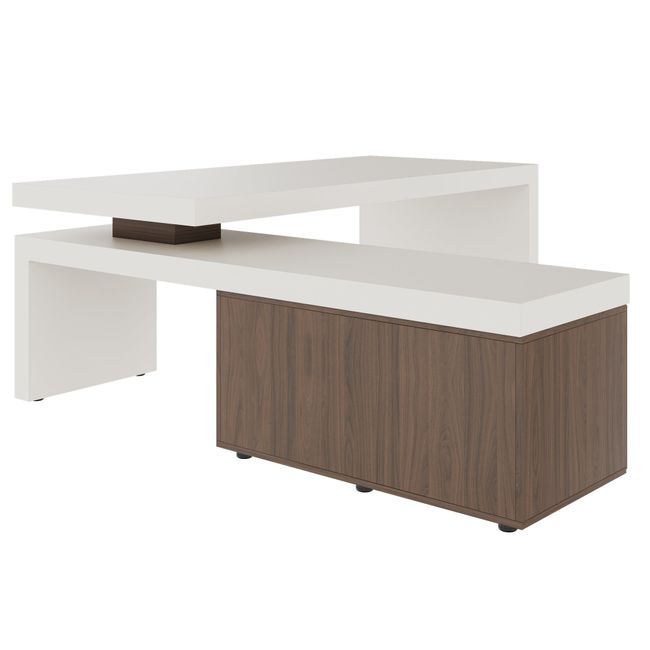 ATICA Chefschreibtisch | 2000 x 2000 mm, Integriertes  Lowboard