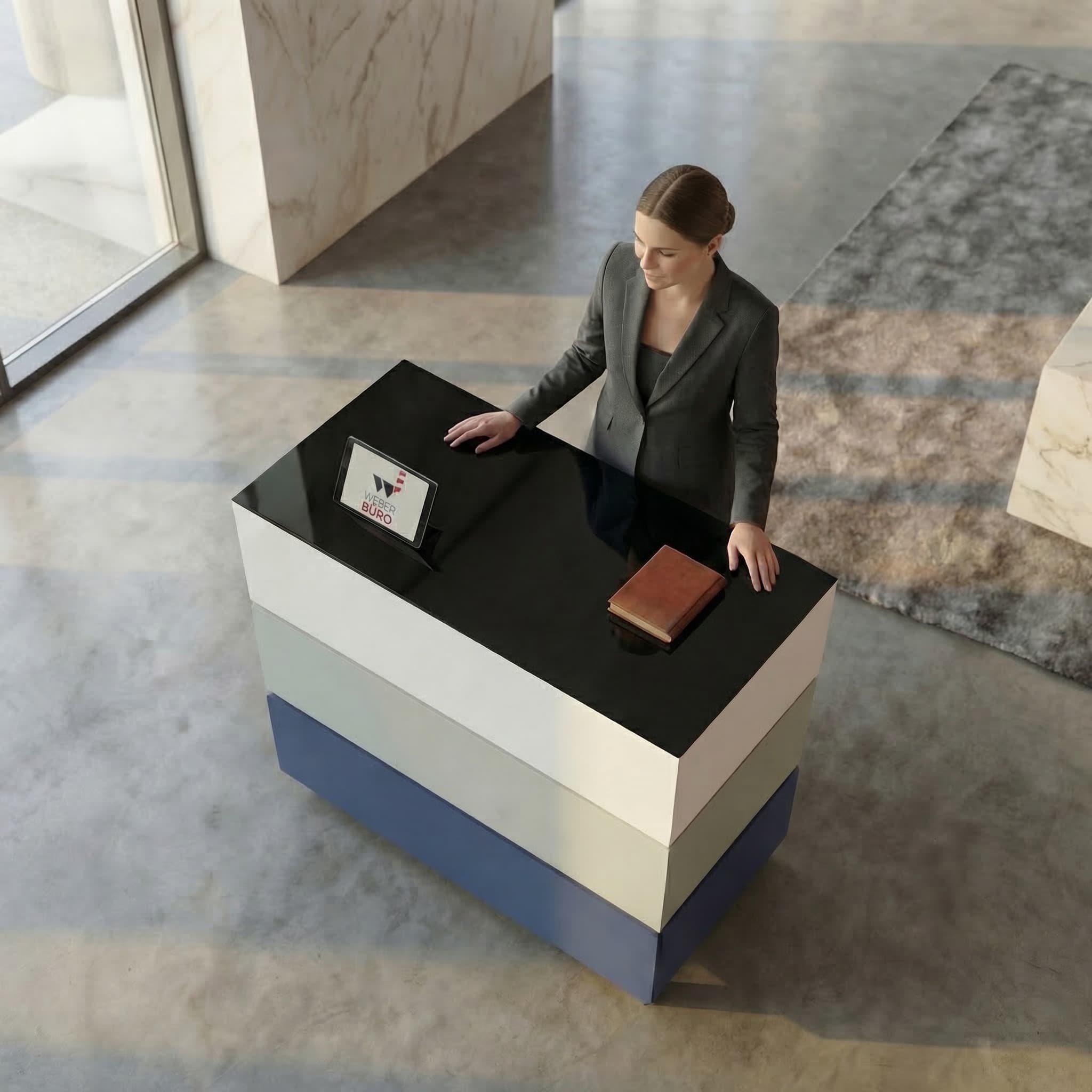 Banco reception PERLA SMALL | 1060 x 1130 mm, vano portaoggetti integrato, illuminazione a LED opzionale - 14 Main Image