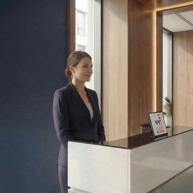 PERLA SMALL Empfangstheke | 1060 x 1130 mm, integrierter Stauraum, optional LED-Beleuchtung