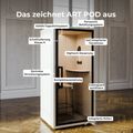 Soundbox ART POD S Telefonbox | Schallschutz Klasse A | Für 1 Person | Tisch & Barhocker | Belüftung, Beleuchtung & Stromversorgung | Für Großraumbüros