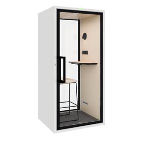 Soundbox ART POD S Telefonbox | Schallschutz Klasse A | Für 1 Person | Tisch & Barhocker | Belüftung, Beleuchtung & Stromversorgung | Für Großraumbüros