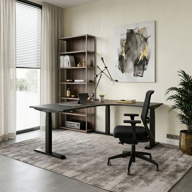 TELDRA Pro, 3-Motoren-Winkelschreibtisch | 1800 x 1600 mm, elektrisch höhenverstellbar, Anthrazit