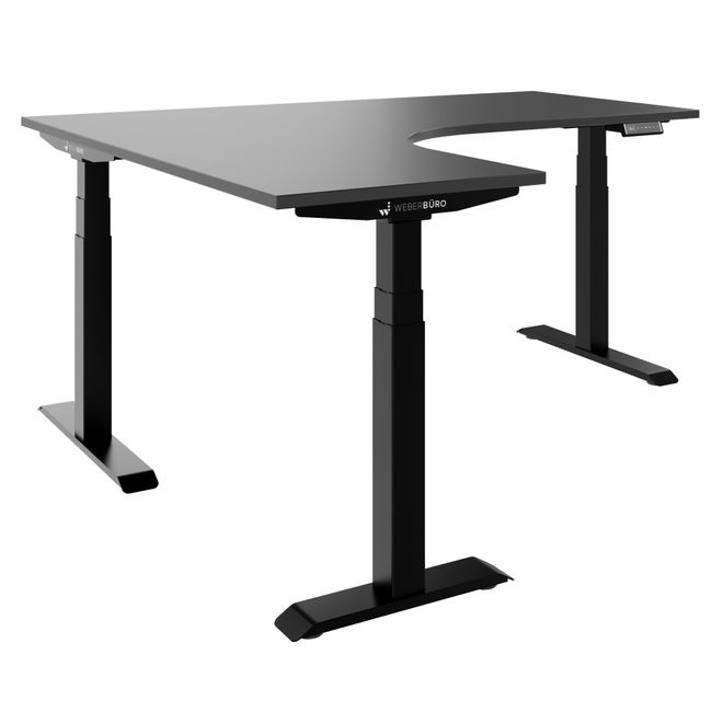 TELDRA Pro, 3-Motoren-Winkelschreibtisch | 1800 x 1600 mm, elektrisch höhenverstellbar, Anthrazit