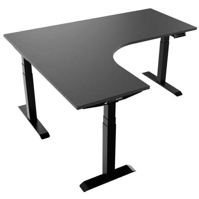 TELDRA Pro, 3-Motoren-Winkelschreibtisch | 1800 x 1600 mm, elektrisch höhenverstellbar, Anthrazit