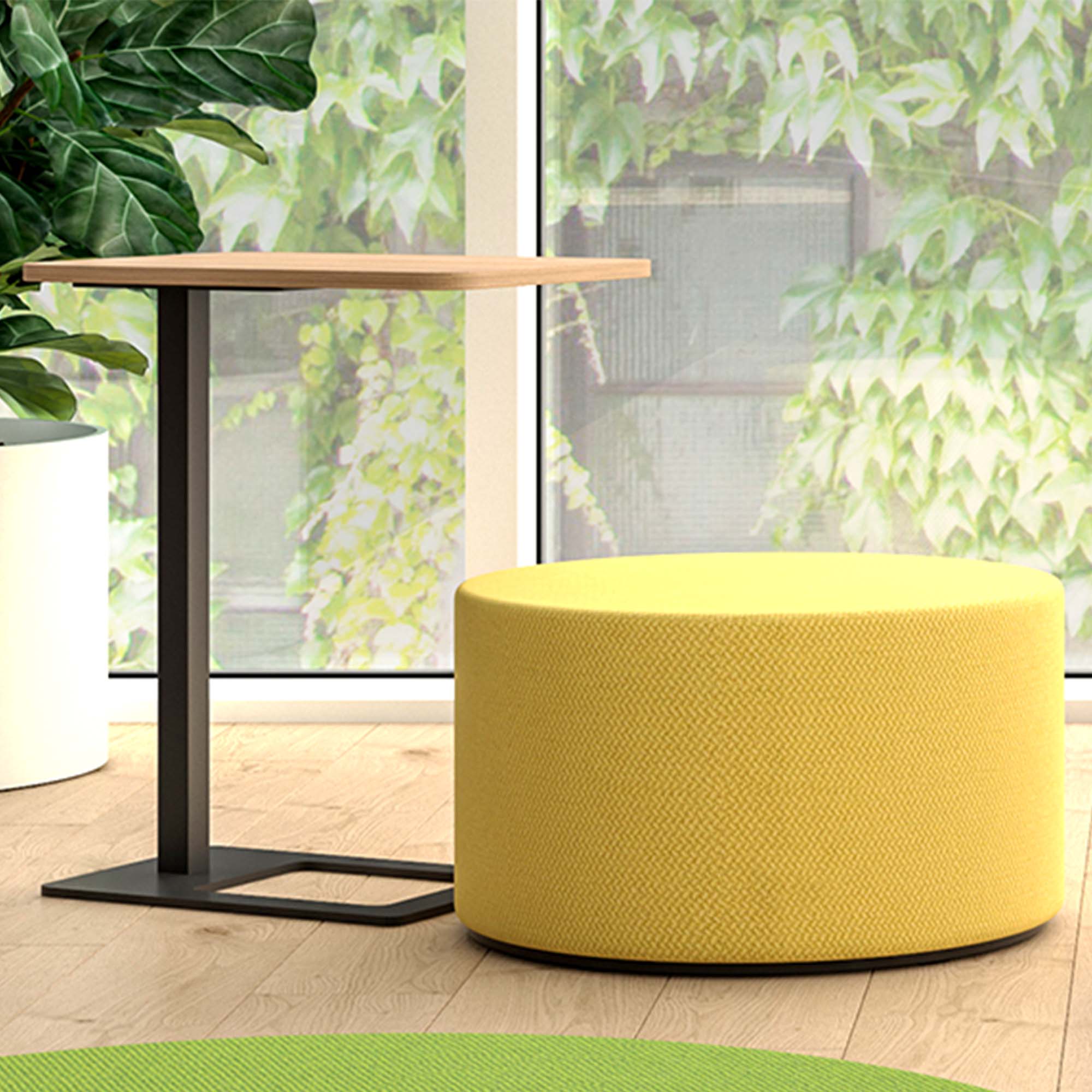 GIRO Pouf / Stool | Ø 600 mm, seat height 350 mm, VELITO - GV08 - Light gray mottled - 2 Main Image