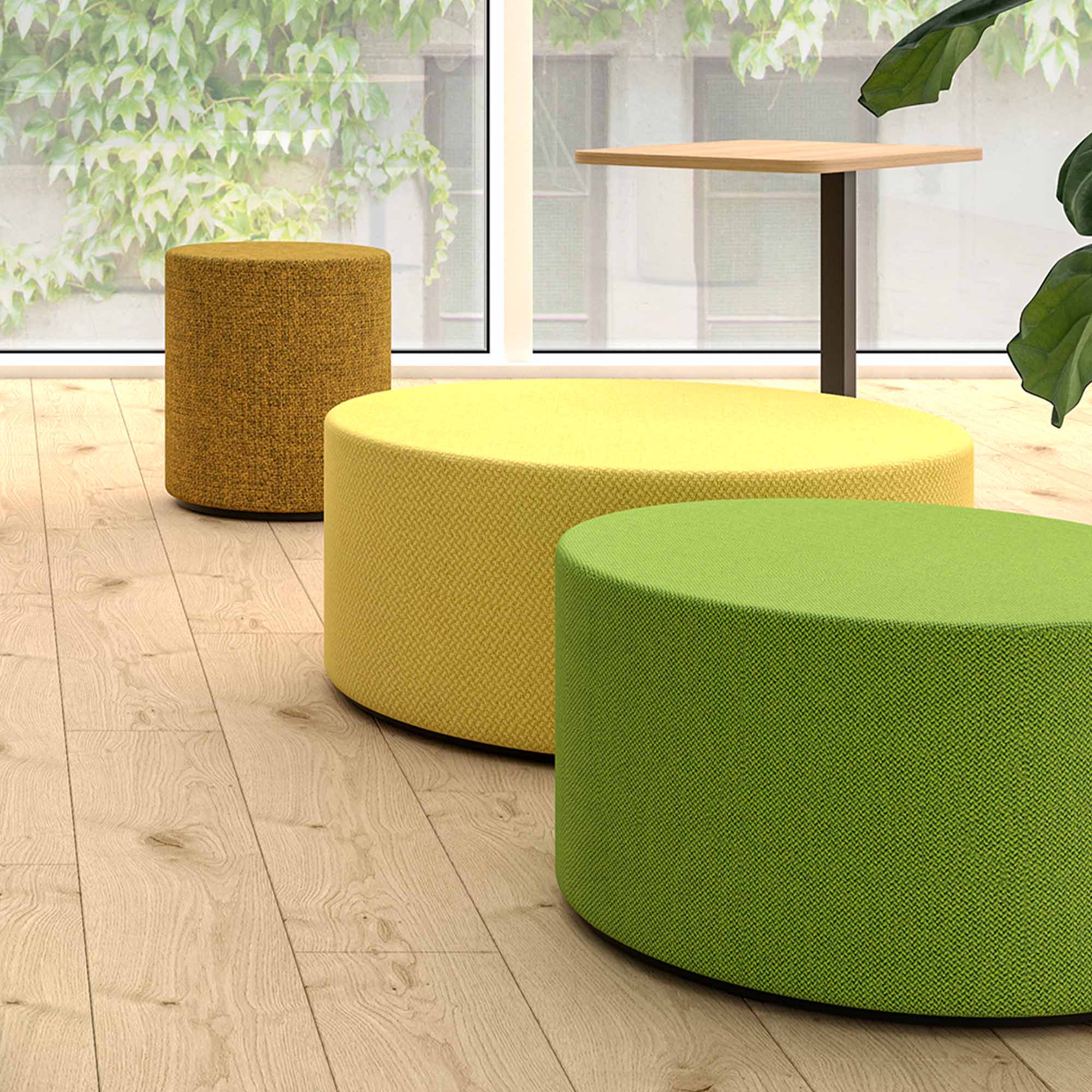 GIRO Pouf / Stool | Ø 600 mm, seat height 350 mm, VELITO - GV08 - Light gray mottled - 5 Main Image