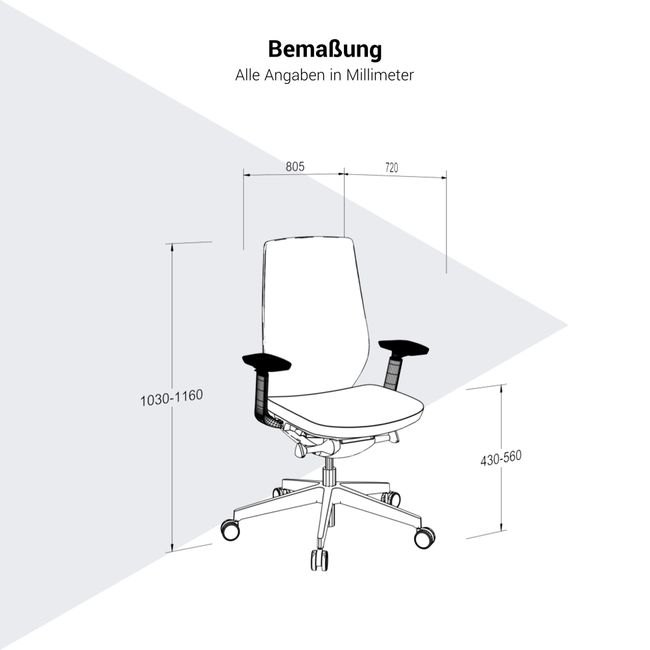 profim - AccisPro Bürodrehstuhl | Synchronmechanik, SmartHPS, Netzrücken, 4D-Armlehnen