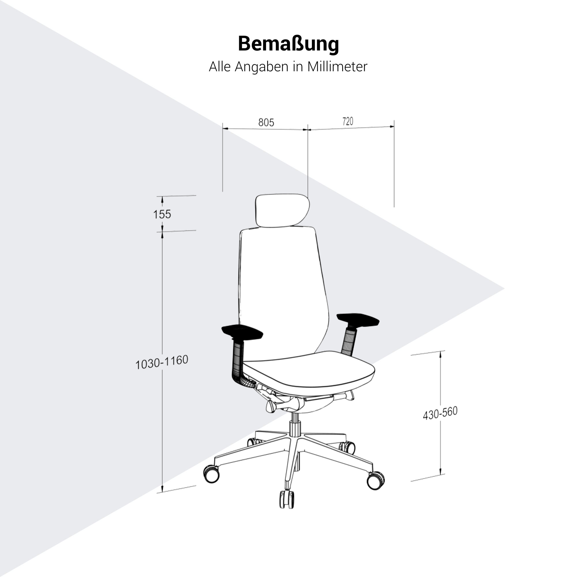 profim - AccisPro Bürodrehstuhl | Synchronmechanik, SmartHPS, Netzrücken, Kopfstütze - 10 Main Image