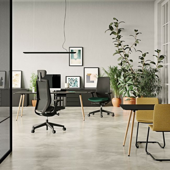 profim - AccisPro Bürodrehstuhl | Synchronmechanik, SmartHPS, Netzrücken, Kopfstütze