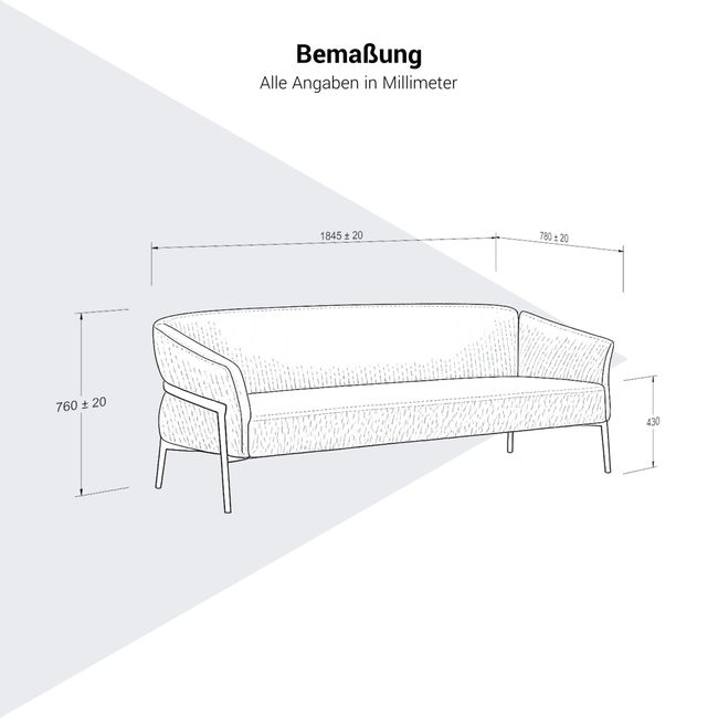 ARLON Sofa | 4-Fuß-Gestell, bis 450 kg belastbar