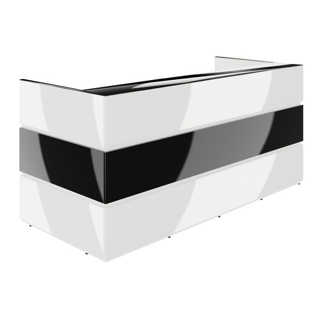 PERLA Empfangstheke | 2400 x 1120 mm, integrierte Kabeldurchlässe, optional LED-Beleuchtung