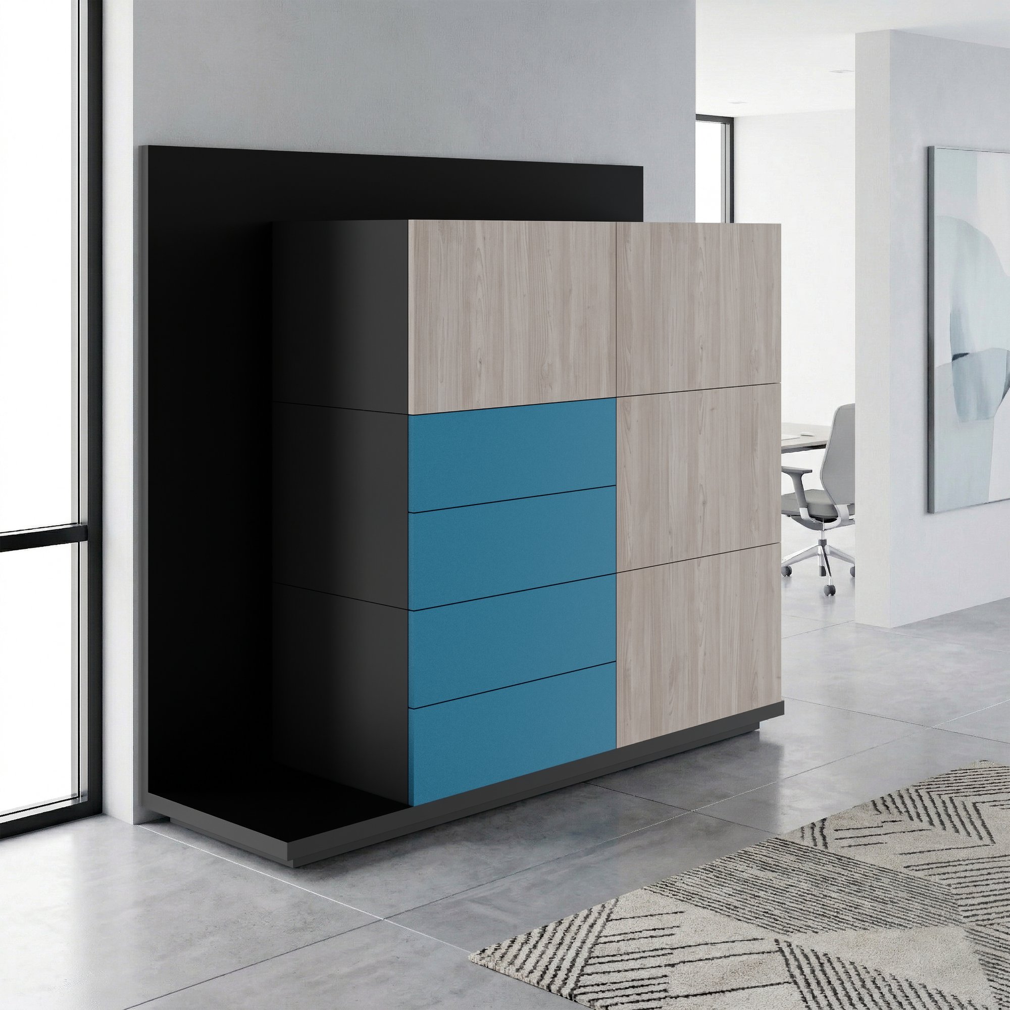 SORANO Highboard | 1610 x 1450 mm, Türen & Schubladen mit Push-to-Open - 2 Main Image
