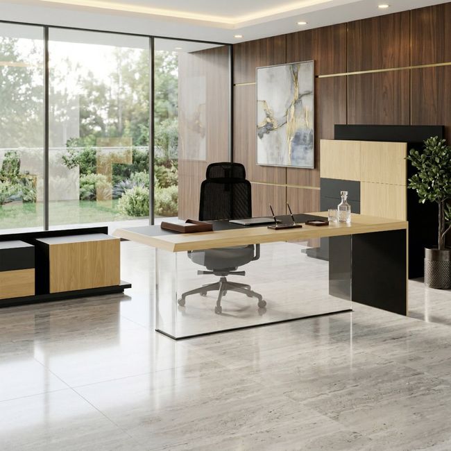 SORANO Chefschreibtisch | 2100 x 730 mm, Seitenwange mit Standfuß