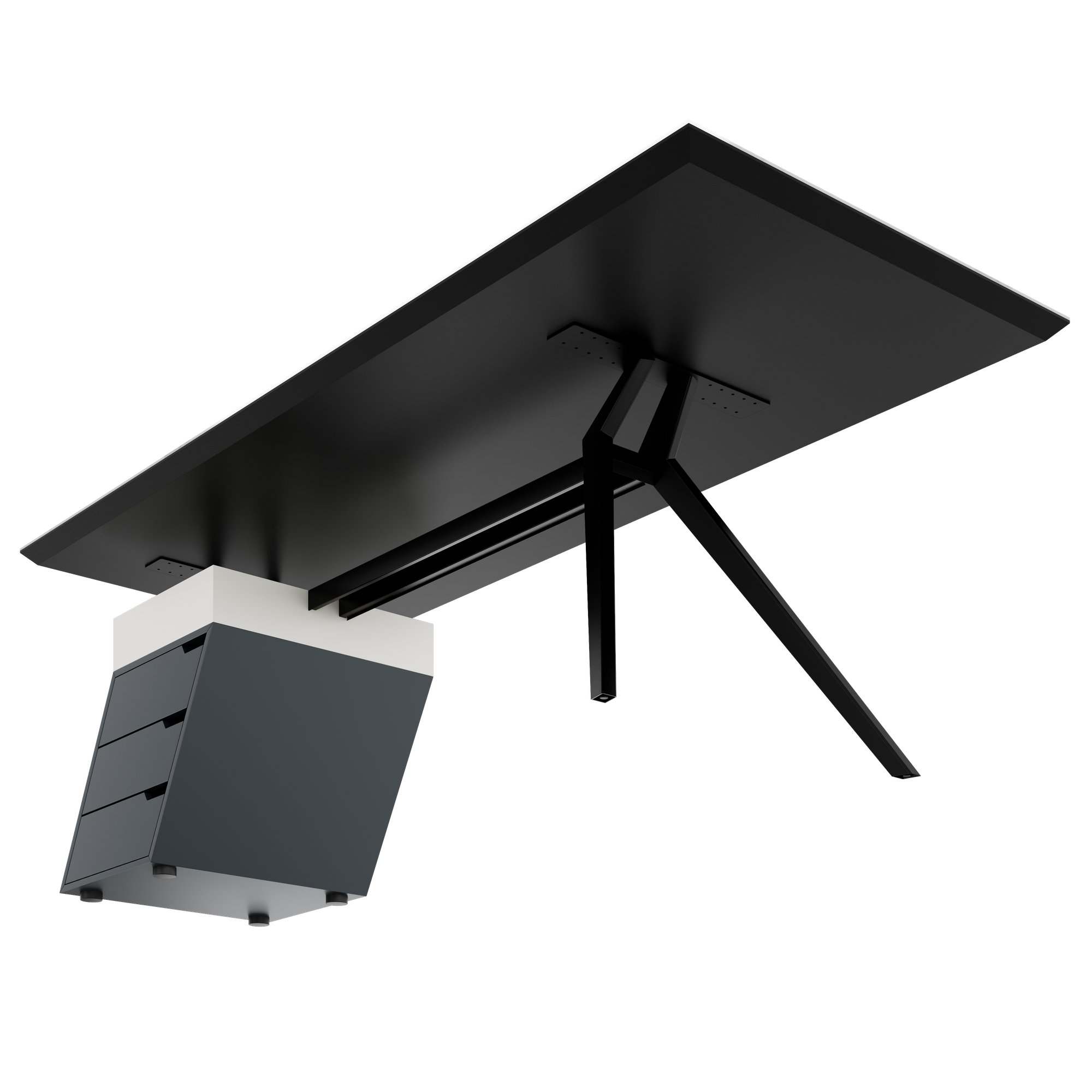 VYND Chefschreibtisch | 2400 x 800 mm, Tischplatte aus Sinterquarz, Container mit Schubladen - 8 Main Image
