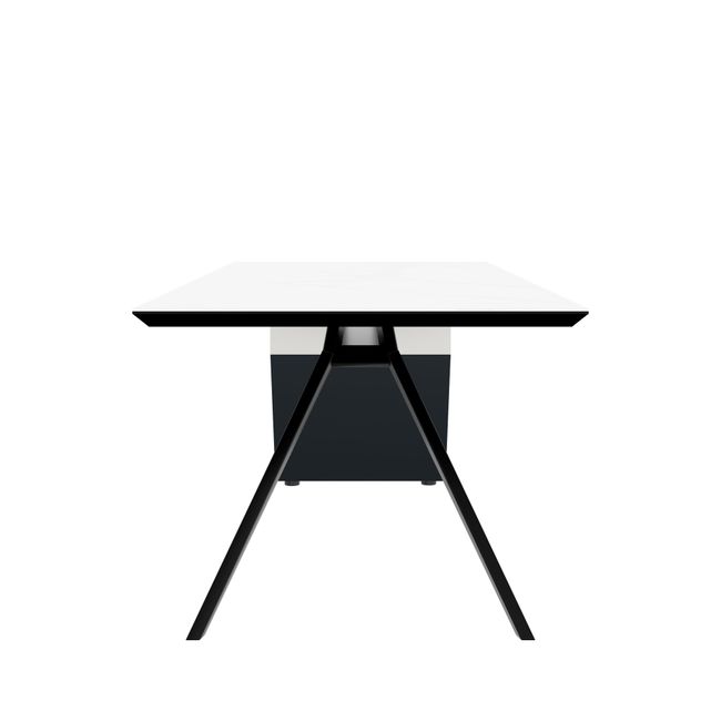 VYND Chefschreibtisch | 2400 x 800 mm, Tischplatte aus Sinterquarz, Container mit Schubladen