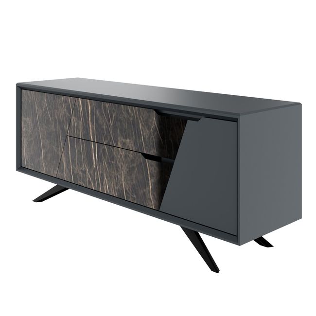 VYND Lowboard | 1800 x 780 mm, Quarzfront, Metallbeine, Schubladen