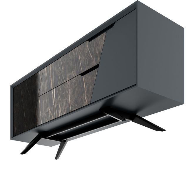 VYND Lowboard | 1800 x 780 mm, Quarzfront, Metallbeine, Schubladen