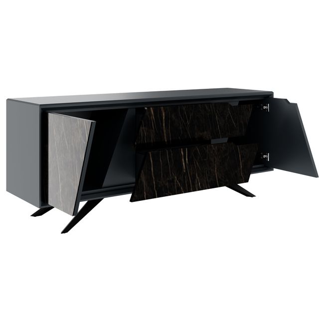 VYND Lowboard | 1800 x 780 mm, Quarzfront, Metallbeine, Schubladen