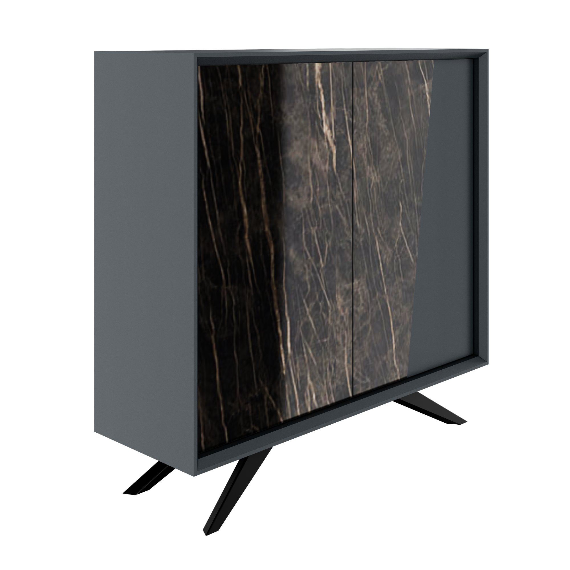 VYND Highboard | 1200 x 1155 mm, Quarzfront, Metallbeine, Türen mit Push-to-Open - 1 Main Image
