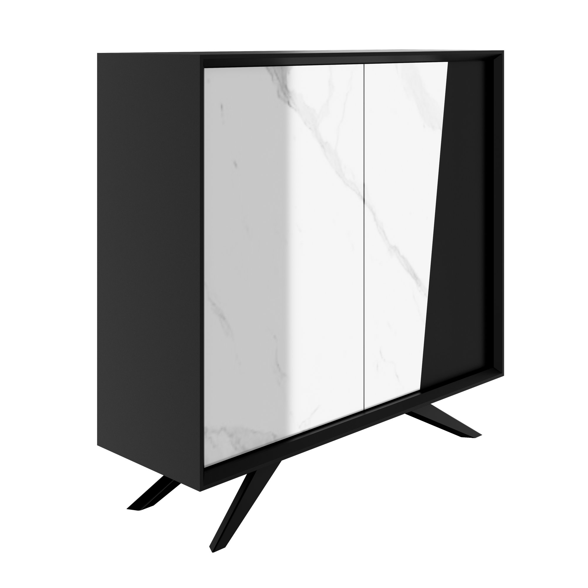 VYND Highboard | 1200 x 1155 mm, Quarzfront, Metallbeine, Türen mit Push-to-Open - 3 Main Image