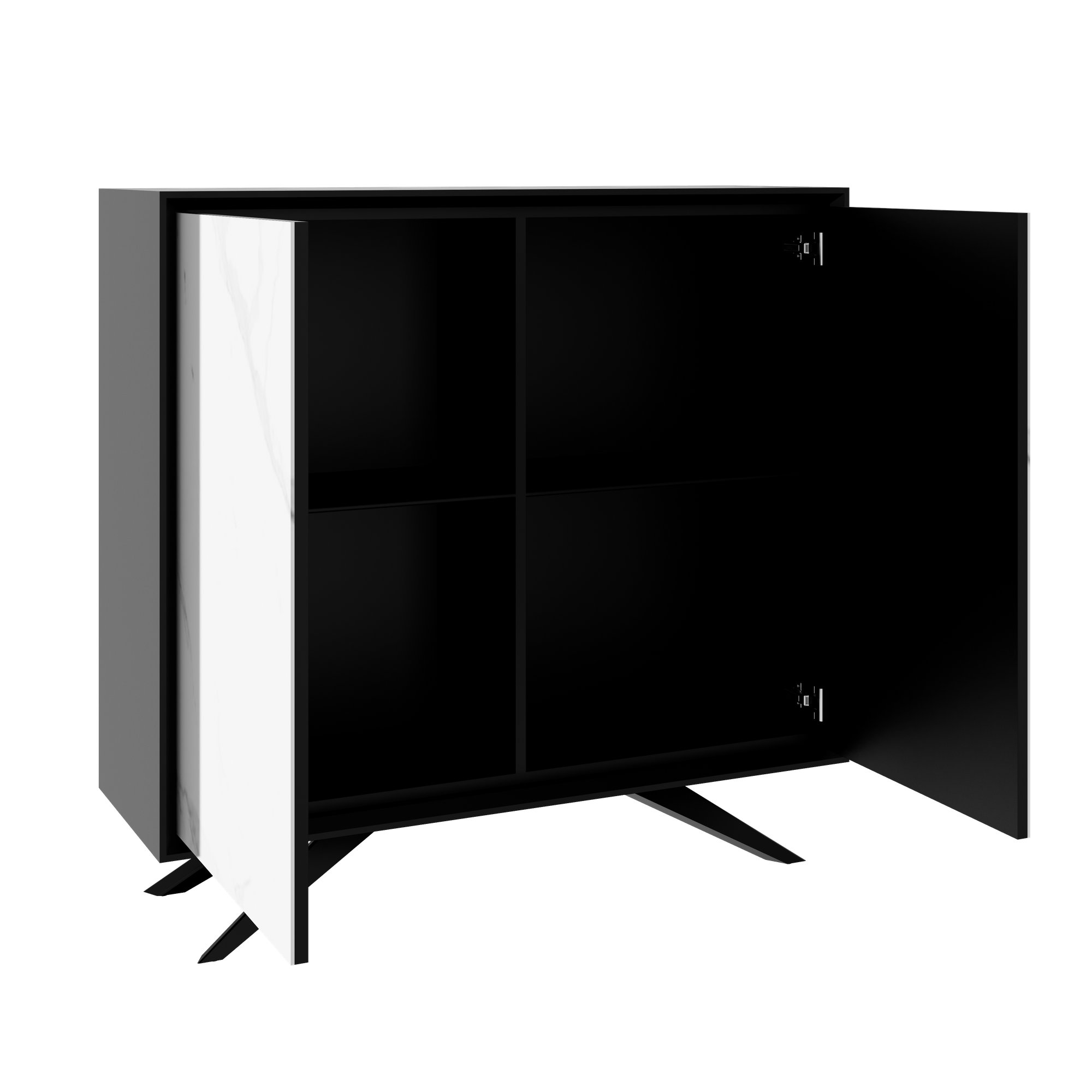 VYND Highboard | 1200 x 1155 mm, Quarzfront, Metallbeine, Türen mit Push-to-Open - 9 Main Image