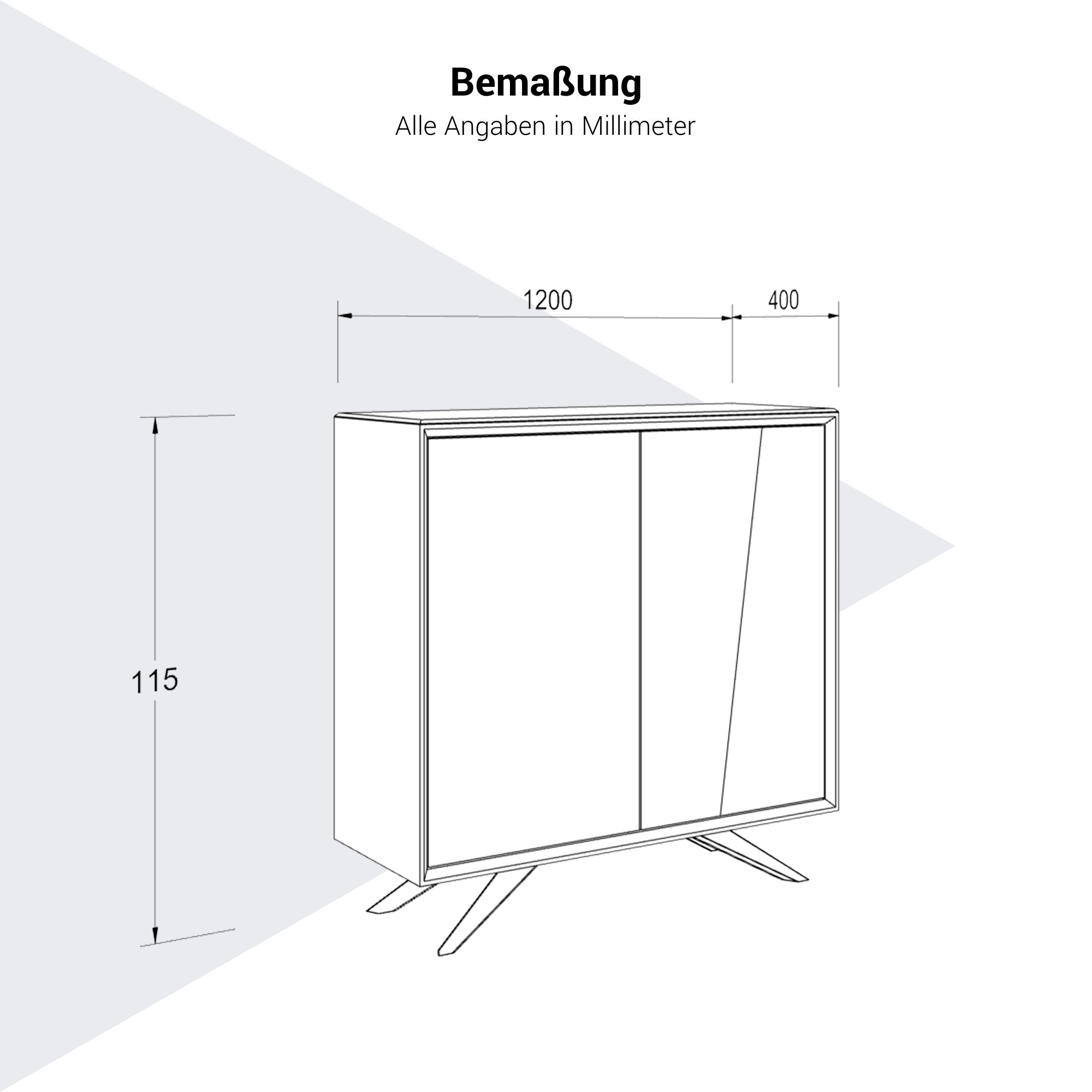 VYND Highboard | 1200 x 1155 mm, Quarzfront, Metallbeine, Türen mit Push-to-Open - 10 Main Image