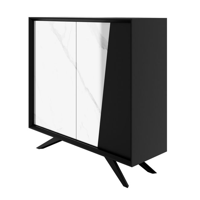 VYND Highboard | 1200 x 1155 mm, Quarzfront, Metallbeine, Türen mit Push-to-Open
