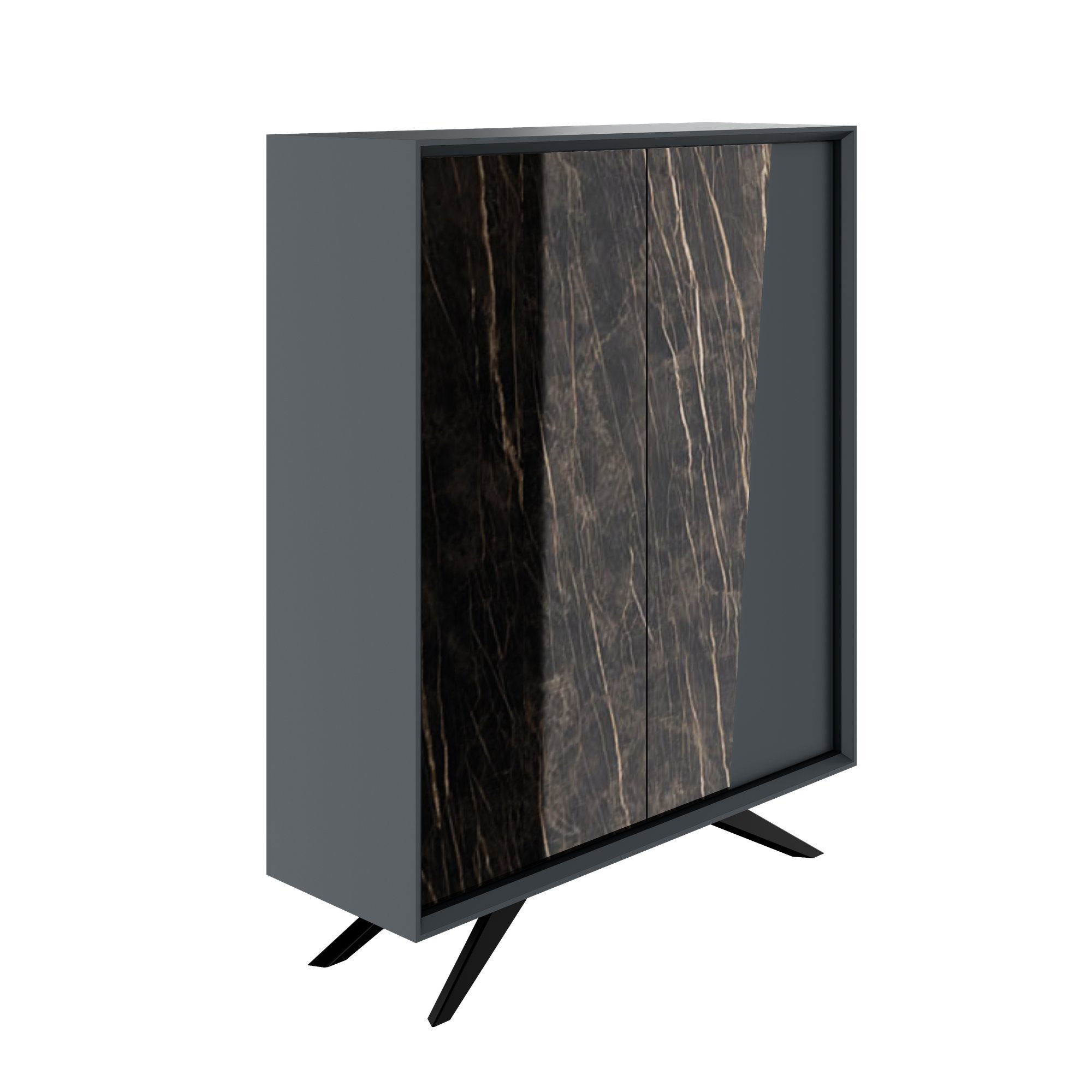 VYND Highboard | 1200 x 1470 mm, Quarzfront, Metallbeine, Türen mit Push-to-Open - 9 Main Image