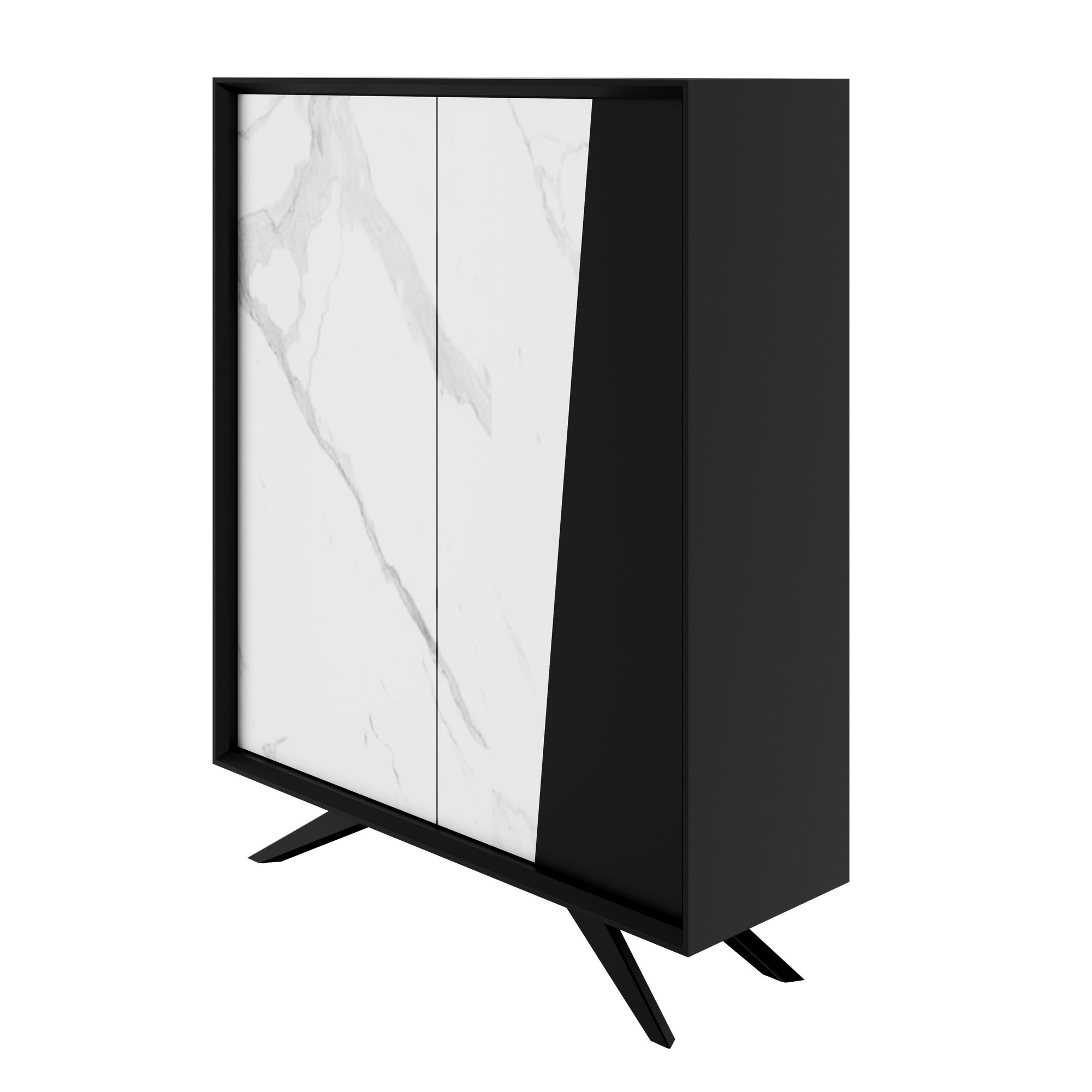 VYND Highboard | 1200 x 1470 mm, Quarzfront, Metallbeine, Türen mit Push-to-Open - 6 Main Image