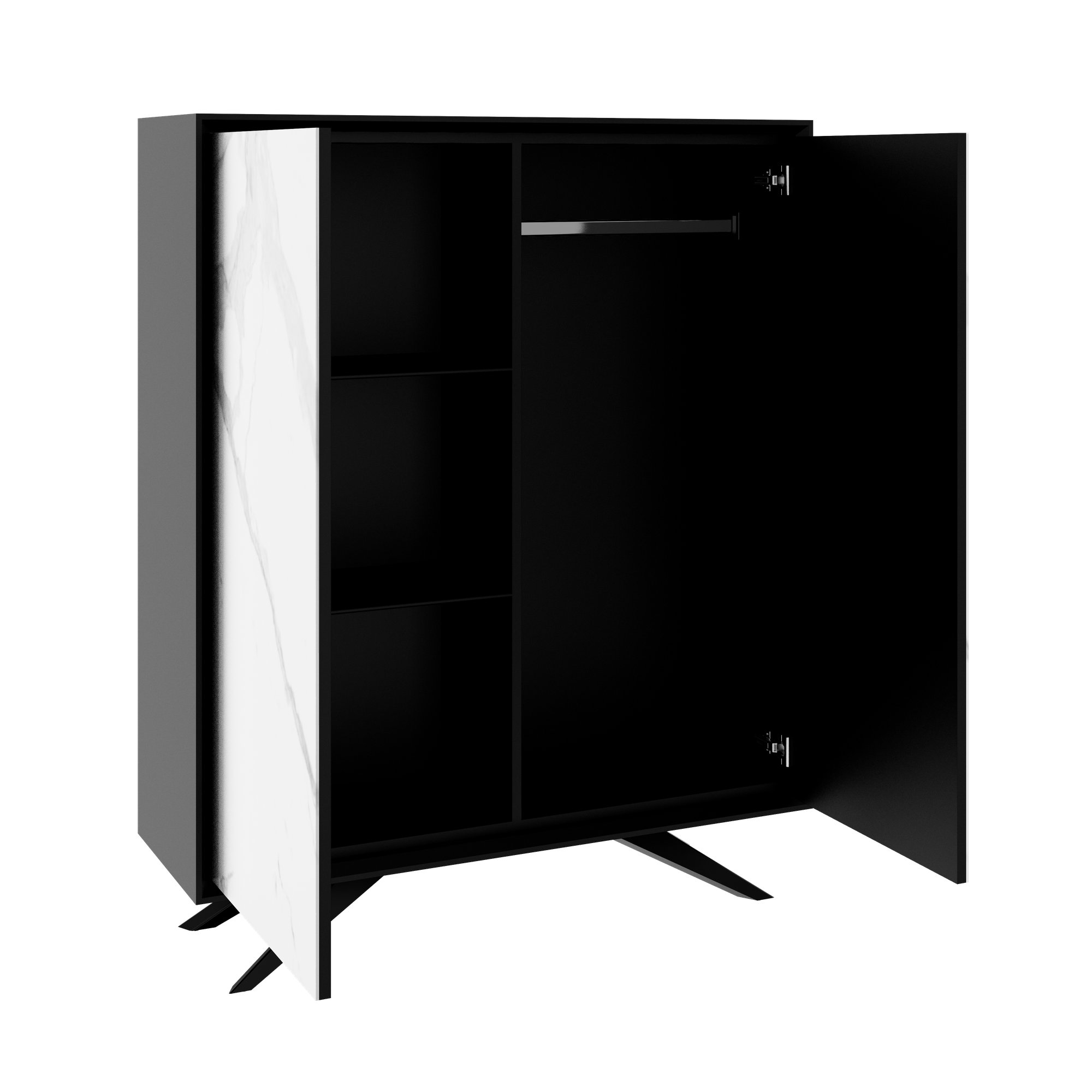 VYND Highboard | 1200 x 1470 mm, Quarzfront, Metallbeine, Türen mit Push-to-Open - 8 Main Image