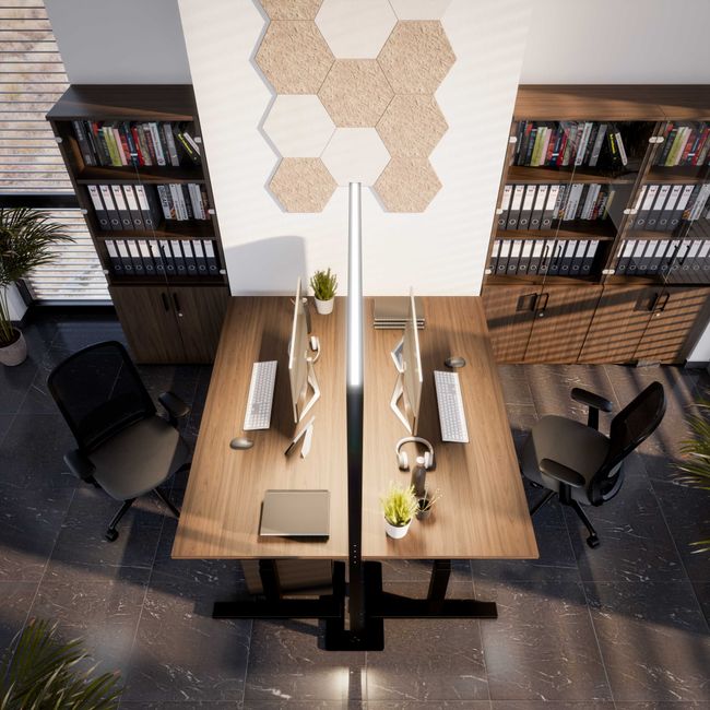 AURORA DUO Büro-Stehlampe | 1250 x 1960 mm, 12.244 Lumen, Tunable White, HCL-Beleuchtung