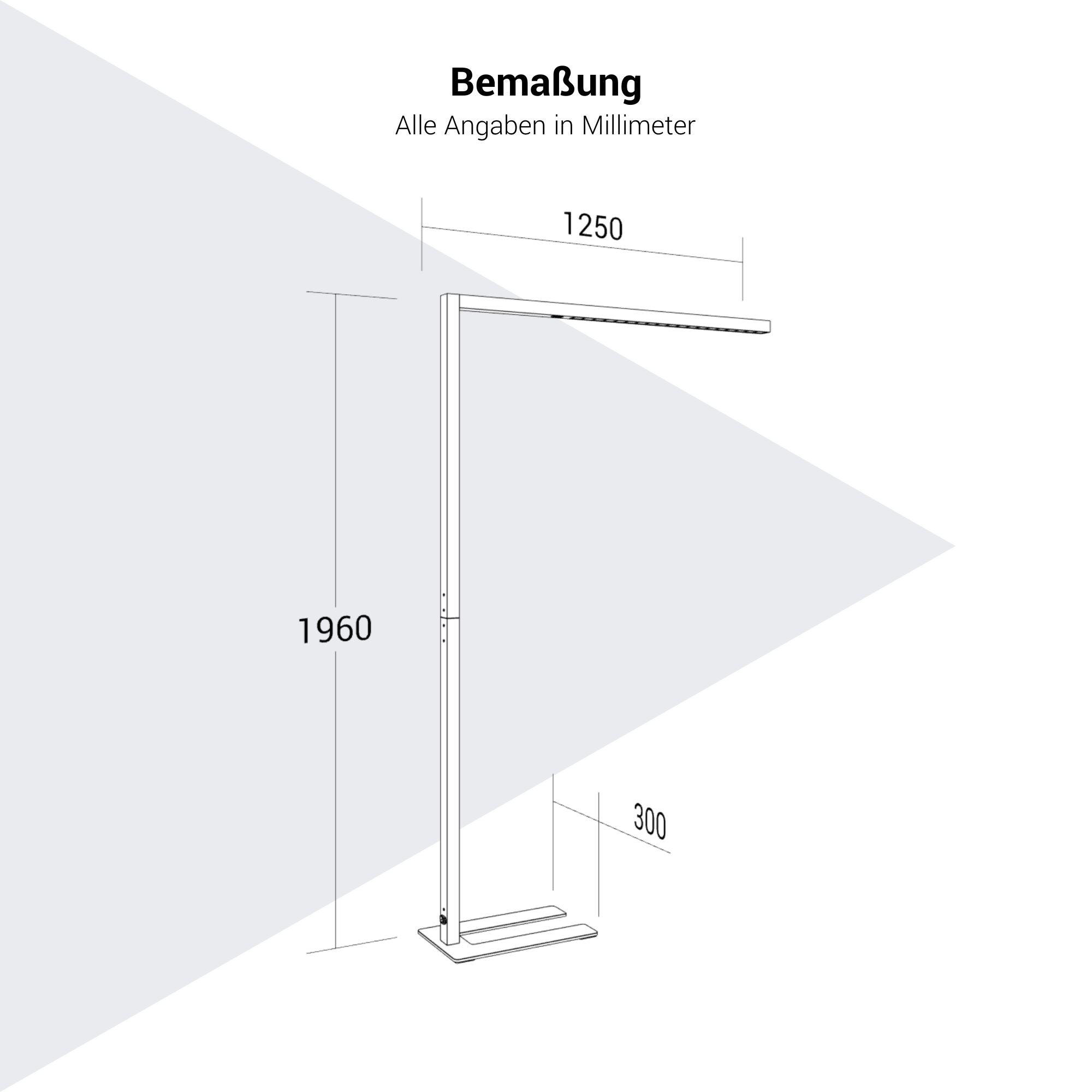 Lampe de bureau sur pied AURORA DUO | 1250 x 1960 mm, 12 244 lumens, Tunable White, éclairage HCL - 8 Main Image