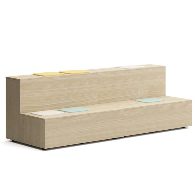 DUOVIA Sitzbank mit Regal | Sitzbank auf Rollen mit Stauraum, Eiche