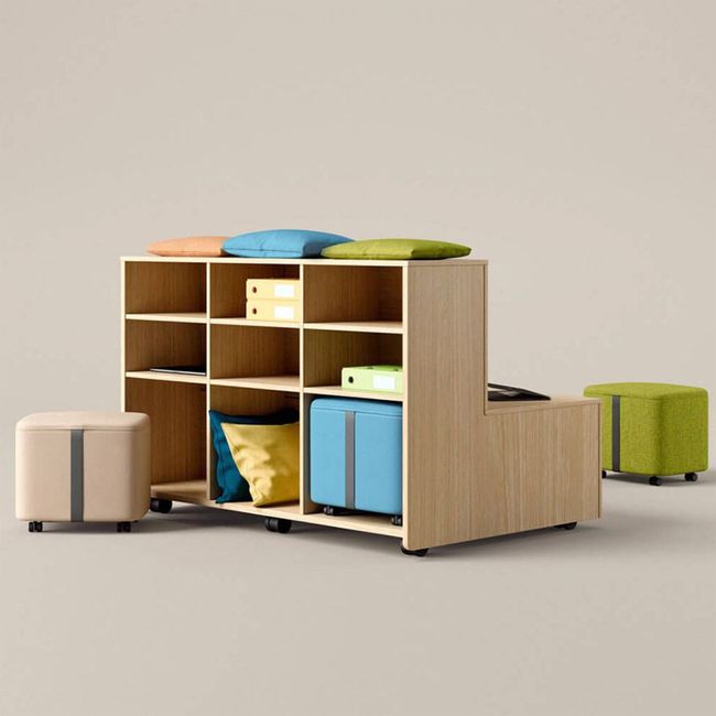 DUOVIA Sitzbank mit Regal | Sitzbank auf Rollen mit Stauraum, Eiche