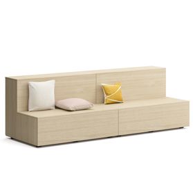 DUOVIA Sitzbank mit Regal | Sitzbank auf Rollen mit Stauraum, Eiche