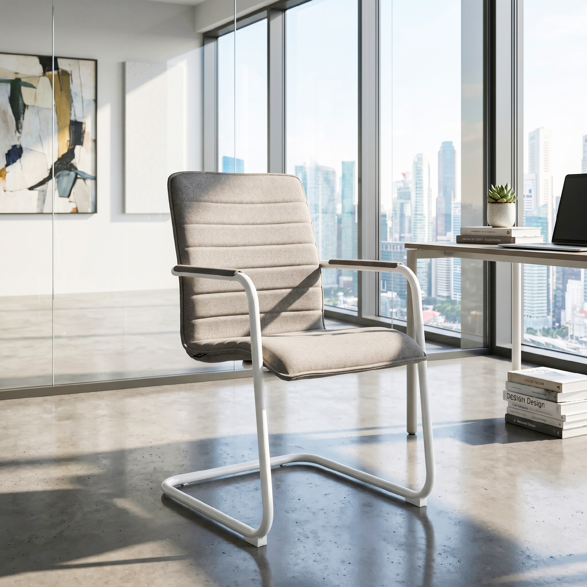 SILVIE Cantilever Chair | Fixed armrests, upholstered seat - 7 Main Image