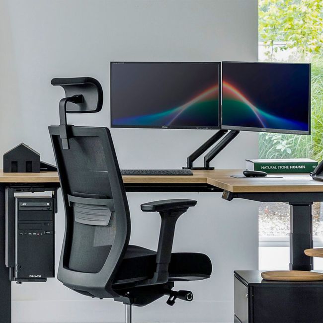 MASTER DUO Monitorhalter | Gasfederunterstützung, 148-445 mm, für zwei Monitore