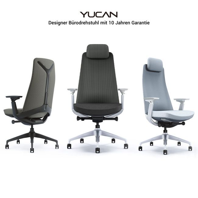 YUCAN Bürodrehstuhl | 4D-Armlehnen, Synchronmechanik, Schwarz