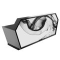 SHINE Empfangstheke | 2680 x 1100 mm, integrierter Kabeldurchlass, Front mit Grafikdruck und LED-Beleuchtung