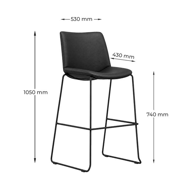 COUNTER FIT Barhocker | Kufengestell, 740 mm Sitzhöhe, Dunkelbraun
