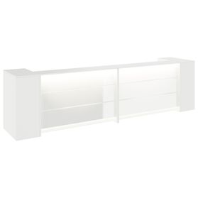 NOVUM Empfangstheke | 3200 - 4000 mm, Multicolor-LED-Beleuchtung, Weiß