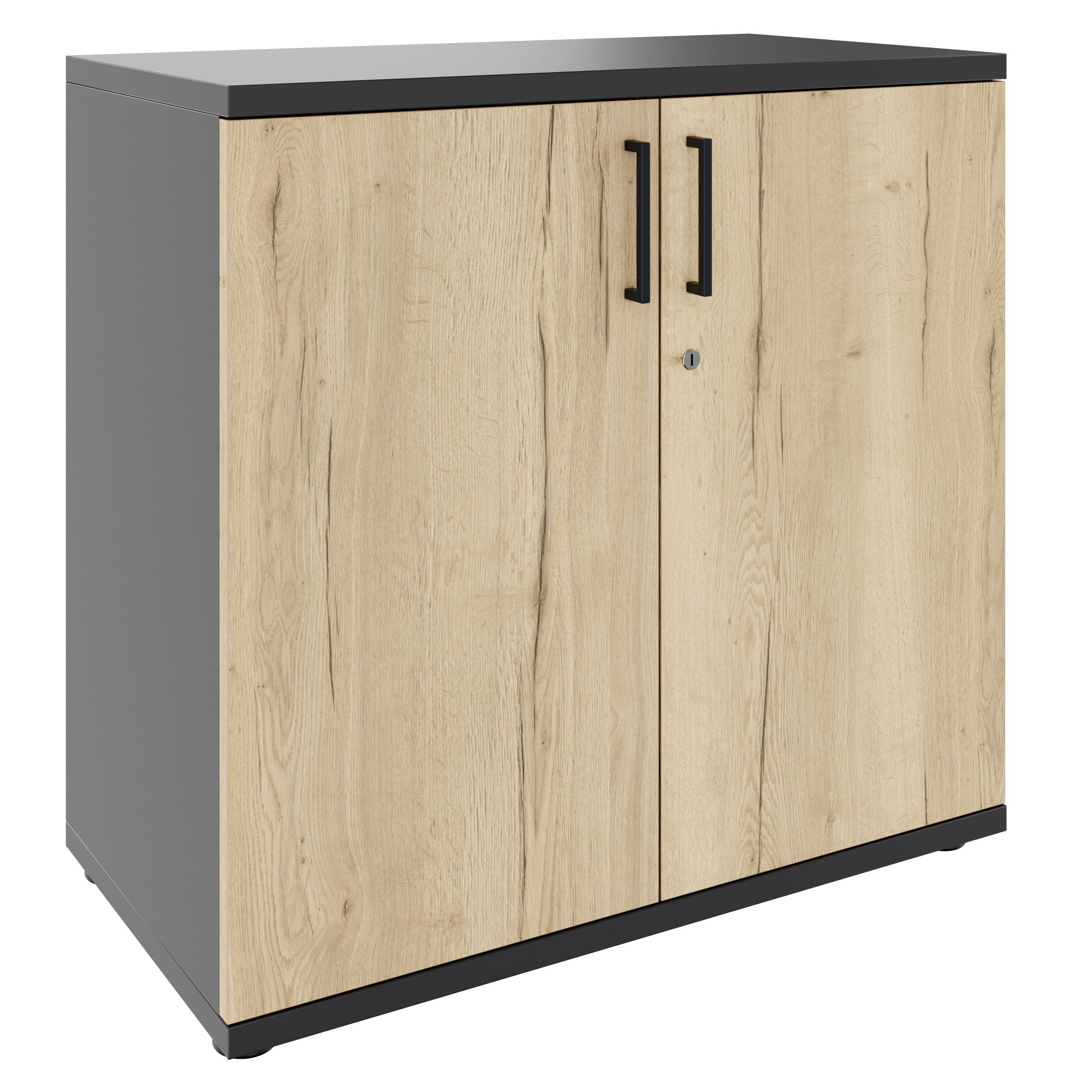 UNI Flügeltürenschrank | 2 OH, 800 x 777 mm, Anthrazit / Wildeiche - 1 Main Image