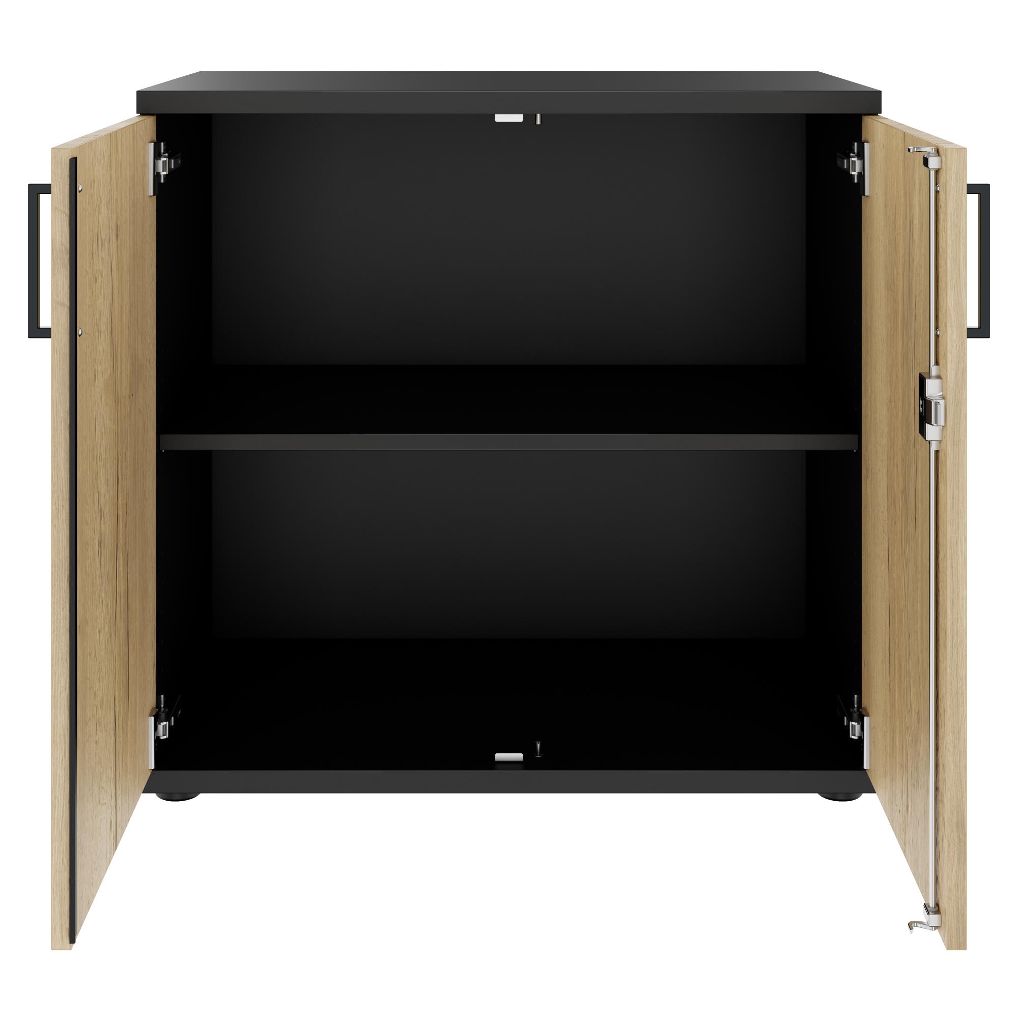UNI Flügeltürenschrank | 2 OH, 800 x 777 mm, Anthrazit / Wildeiche - 3 Main Image