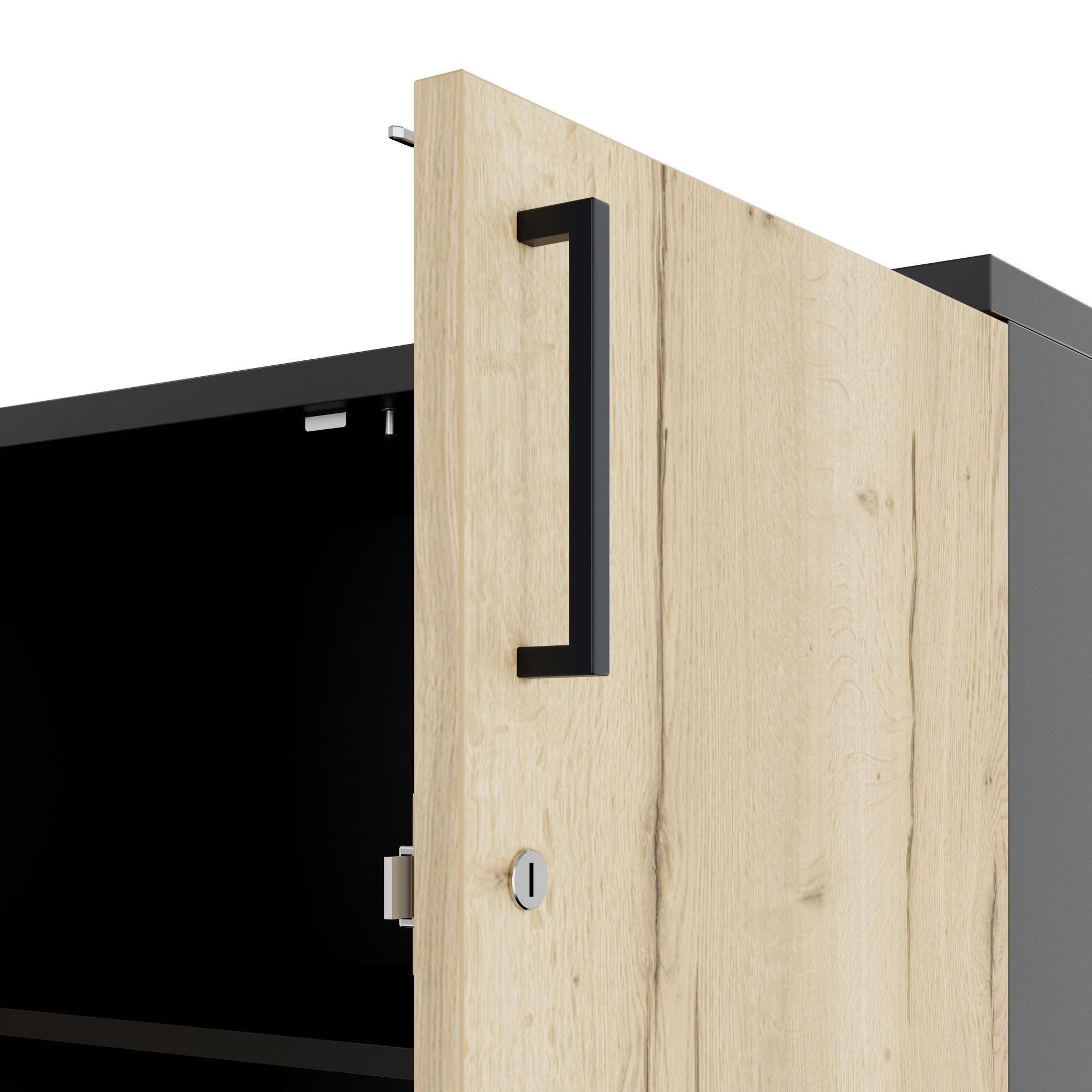 UNI Flügeltürenschrank | 2 OH, 800 x 777 mm, Anthrazit / Wildeiche - 6 Main Image