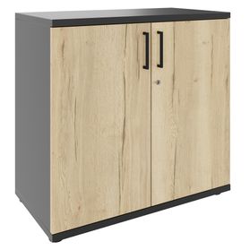 UNI Flügeltürenschrank | 2 OH, 800 x 777 mm, Anthrazit / Wildeiche