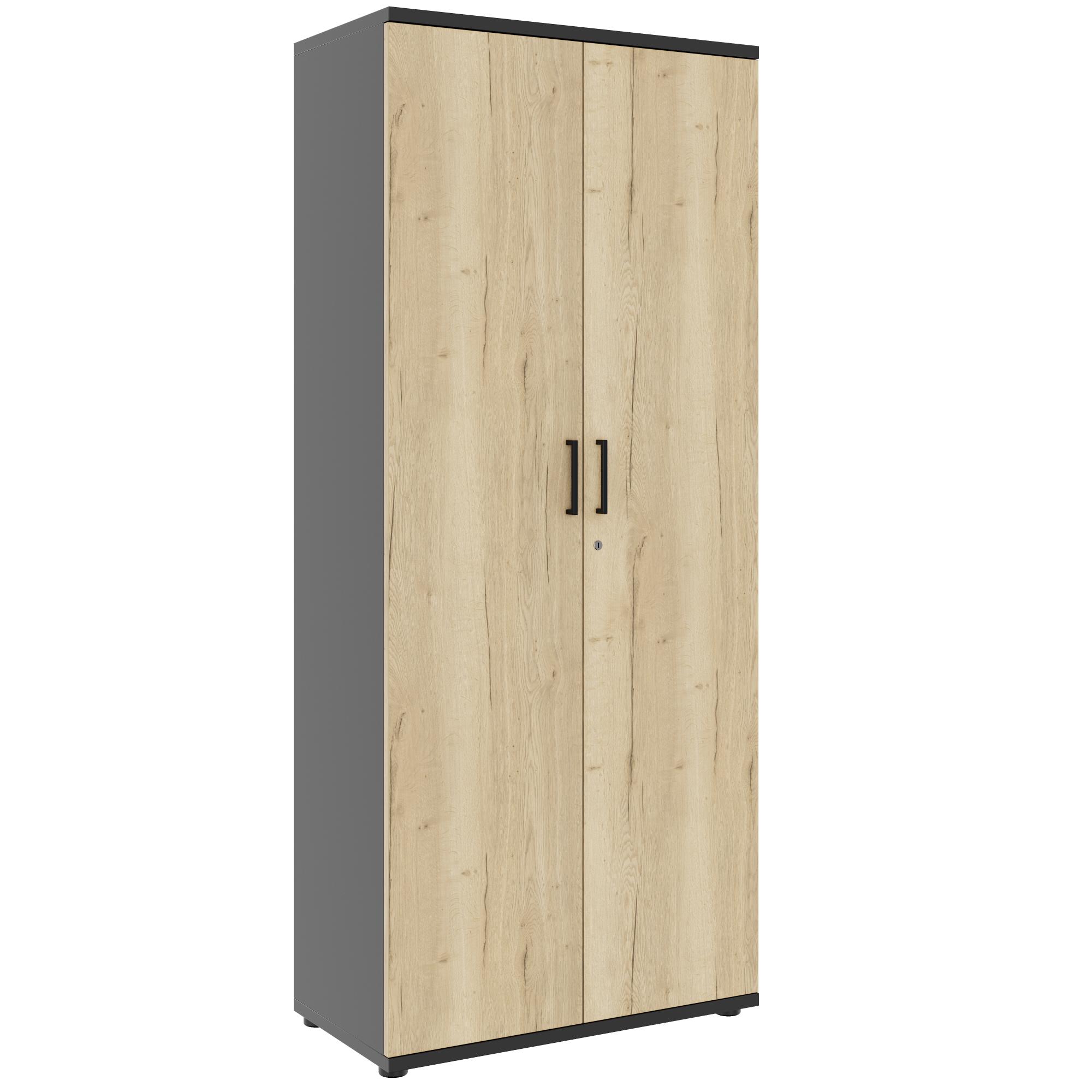 UNI Flügeltürenschrank | 5 OH, 800 x 1897 mm, Anthrazit / Wildeiche - 1 Main Image